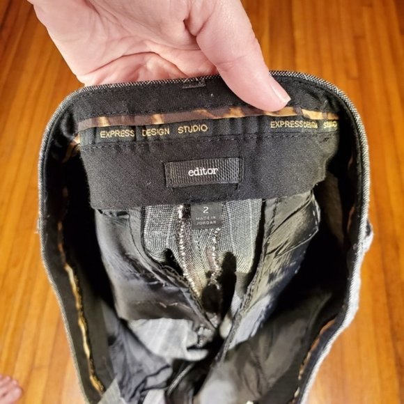 Express Editor Pants Wide Leg Trousers Grid Black White Preppy Work Office 2 - Picture 3 of 6